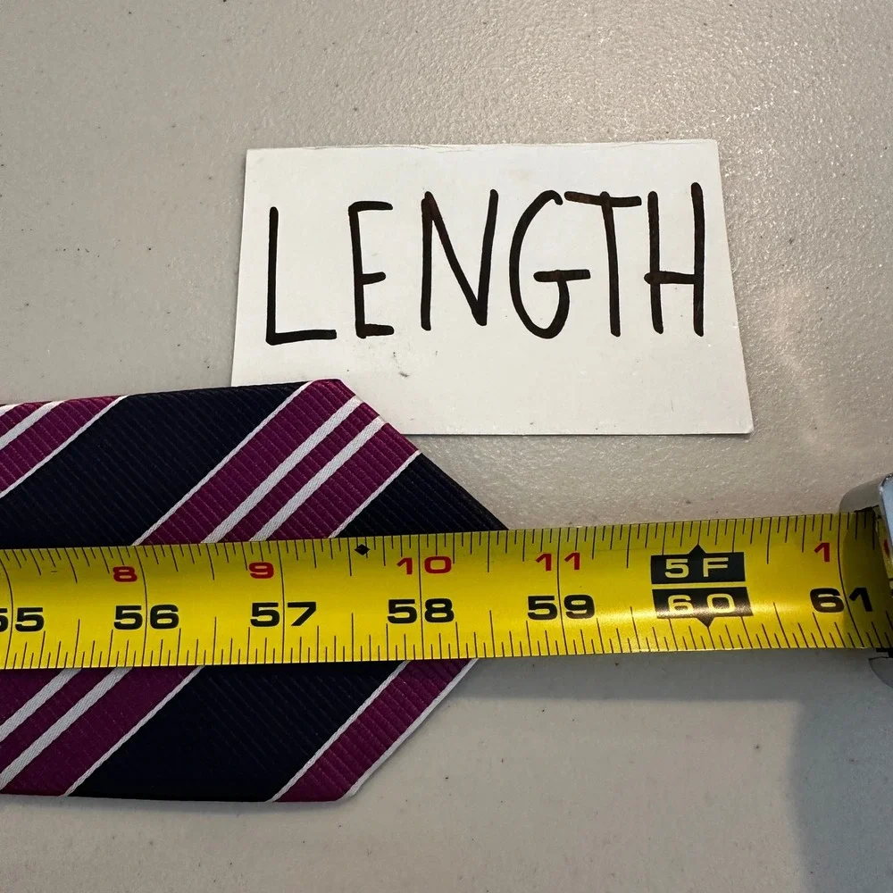 JOS A BANK TRAVELER Navy Purple White Stripe Silk‎ Necktie Mens Stain Resistant